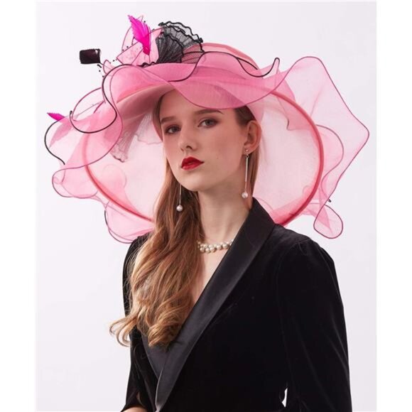 Women's Kentucky Derby Church Dress Hat J2 Rose - Picture 4 of 6